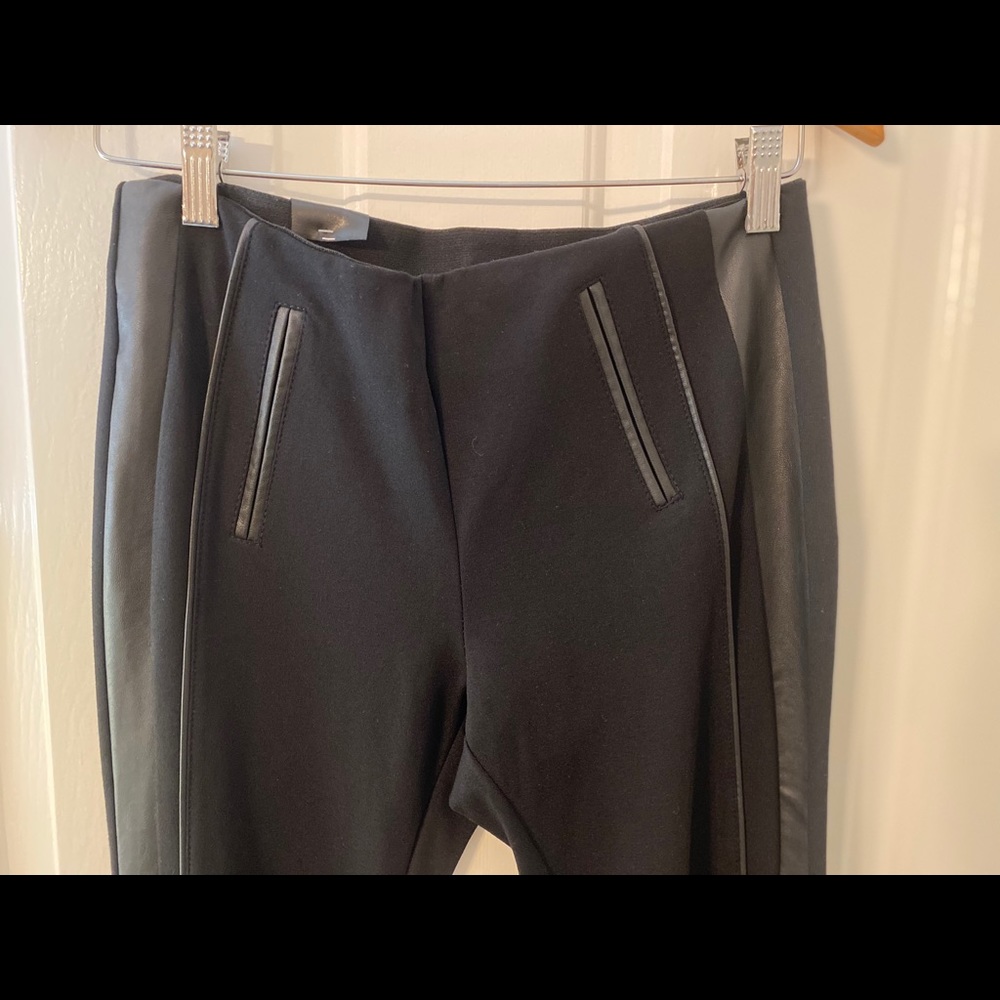 New Black Stretch Leggings w/ pleather details - Picture 2 of 6